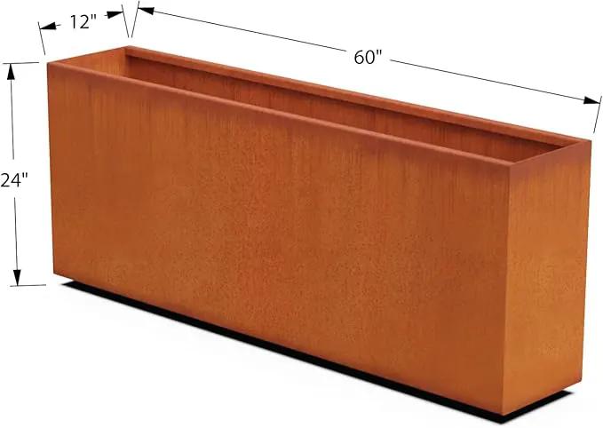 Corten Steel Planter Rectangle Outdoor Metal Garden Box Heavy Duty | Made in USA | Fully Assembled by GreenHaven Gardens