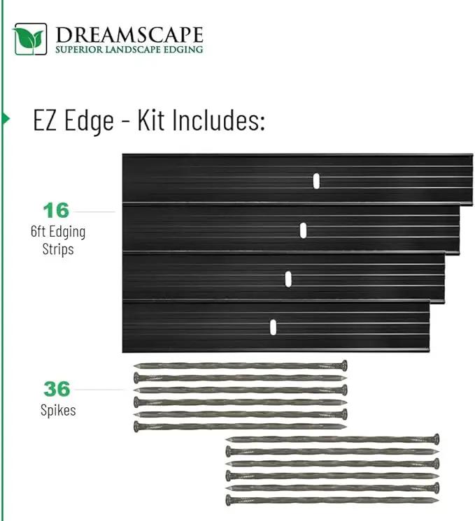 Dreamscape E-Z Edge Aluminum Landscape Edging - 12 Strips, 6ft Each (72ft Total), Black - Professional Quality Landscaping Border, Metal Divider for Lawn, Garden, Flowerbed… by GreenHaven Gardens