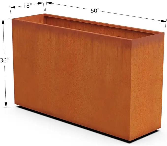 Corten Steel Planter Rectangle Outdoor Metal Garden Box Heavy Duty | Made in USA | Fully Assembled by GreenHaven Gardens