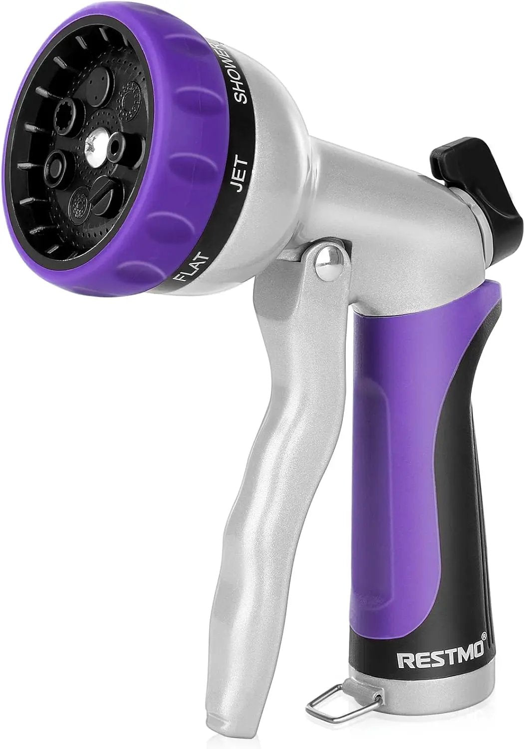 RESTMO Garden Hose Nozzle, Heavy Duty Metal Water Hose Nozzle with 7 Adjustable Spray Patterns, High Pressure Hand Sprayer with Flow Control, Best for Watering Plant & Lawn, Washing Car & Pet, Purple by GreenHaven Gardens