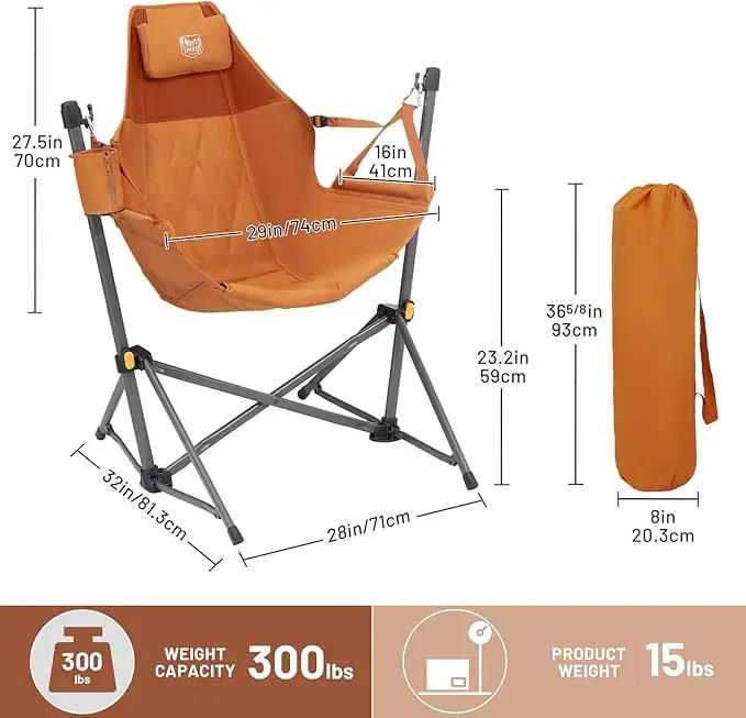 TIMBER RIDGE Hammock Camping Chair with Adjustable Backrest, Heavy Duty Folding Hammock Chair Supports 300lbs, Portable Hammock Chair for Camping, Travelling and Patio, Orange 2 Pack by GreenHaven Gardens