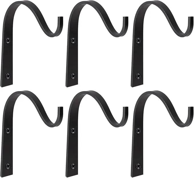 Mkono 6 Pack Iron Wall Hooks for Hanging Plant Lanterns, Plant Hanger Fence Metal Bracket for Bird Feeders, Wind Chimes, Mason Jar Sconces, Light Outdoor Indoor Rustic Home Decor, 3 Inch by GreenHaven Gardens