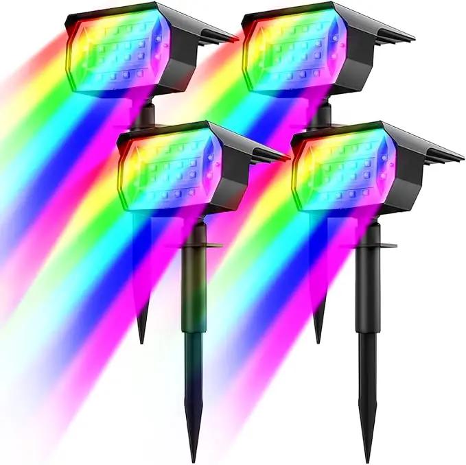 nipify 4 Pack Solar Spot Lights Outdoor Color Changing, 7 Modes Halloween RGB Solar Powered Waterproof Spotlight, Landscape Lighting for Outside Yard Garden Pathway by GreenHaven Gardens