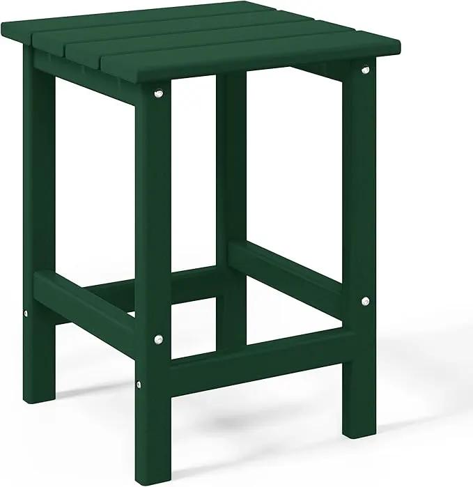 WO Home Furniture Adirondack Chairs Table Set of 3 PCS Outdoor Folding Chairs Side End Table Weather/UV Resistant for Lawn, Garden, Bon Fire, Balcony (Dark Green) by GreenHaven Gardens