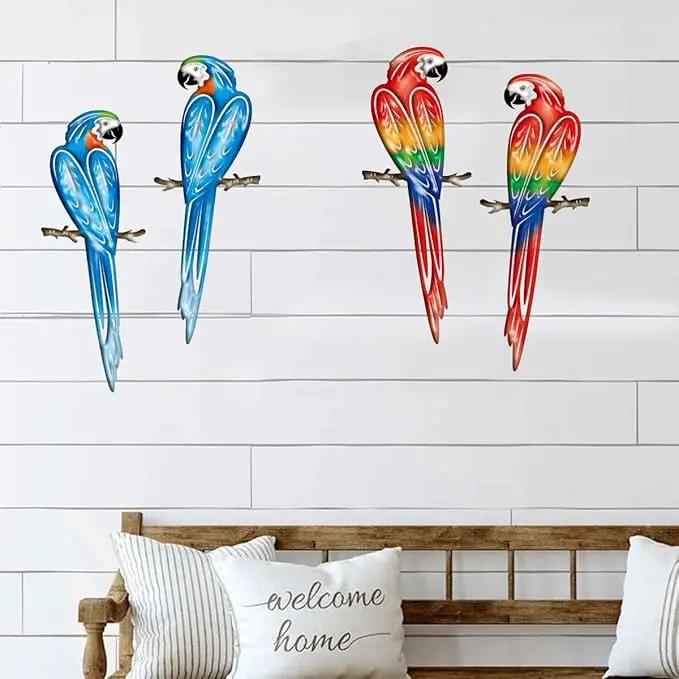 EiGreen Metal Bird Wall Art Decor 3D Outdoor parrot Sculpture, Hanging Decor Metal Wall Decor Suitable for Gardens Fence Patio Living Room Bedroom Yard Decor by GreenHaven Gardens