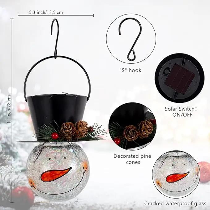 Starsoul Snowman Solar Lanterns, Christmas Outdoor Hanging Lantern Waterproof Decorative Snowman Lamps Decor for Garden, Patio, Yard, Porch, Xmas Holiday Party Decor (Pinecone) by GreenHaven Gardens