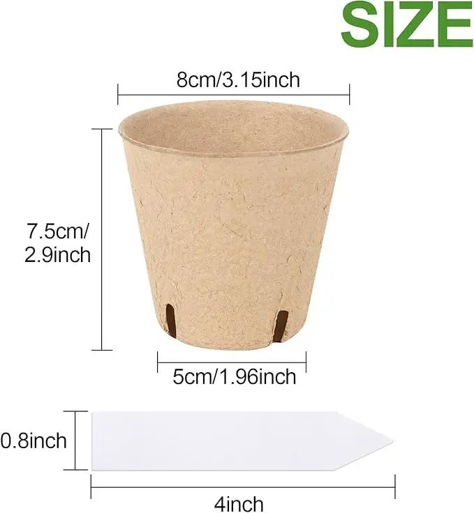 100PCS Peat Pots, 3.15Inch Seed Starting Pots with Drainage Holes Round Nursery Pot, Garden Germination Nursery Pot Bonus 20 Plant Labels by GreenHaven Gardens