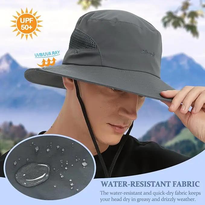 Fishing Hat, UPF50+ Wide Brim Sun Hat for Men Women, UV Protection Hiking Beach Bucket Hats Summer Safari Hat by GreenHaven Gardens