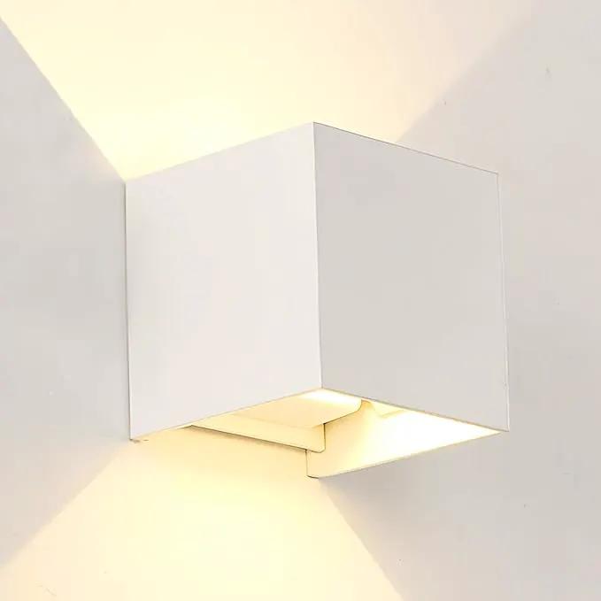 LANFU LED Aluminum Square Cube Waterproof White Wall Sconce Outdoor Light Exterior Wall Lighs fixtures Outside for House Patio 6W 100-277V 3000K Angle-Adjustment Warm Light 2LEDS White 6W by GreenHaven Gardens