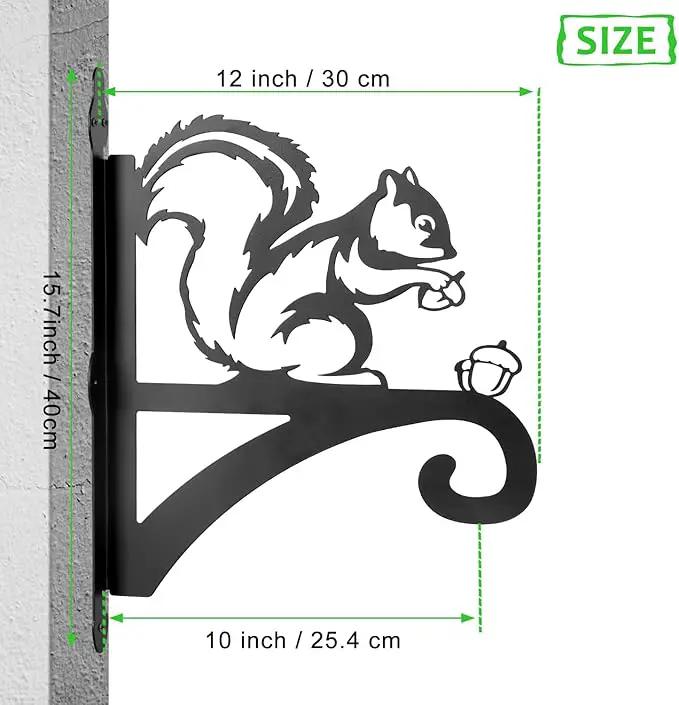 ATKKE Hanging Plant Bracket Hangers Indoor Iron Wall Mount,11” Squirrel Silhouette Ornamental Iron Hangers Hookers for Flower Pot Lantern Bird Feeder Wind Chimes by GreenHaven Gardens