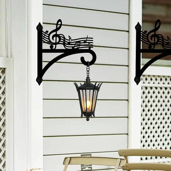 peacoblue Iron Plant Hangers Hooks for Outdoor Indoor Hanging Plants Flower Fern Pots Lantern Bird Feeder,12"x13.8" Weather Resistant Metal Wall Holder for Porch Garden Farmhouse(Music Notes) by GreenHaven Gardens