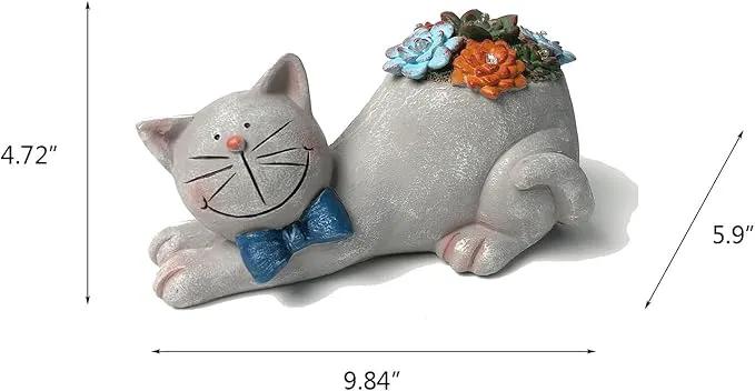 Cat Garden Figurines Outdoor Decor Solar Statue with LED Lights for Patio Lawn Yard Art Decoration Housewarming Garden Gift by GreenHaven Gardens