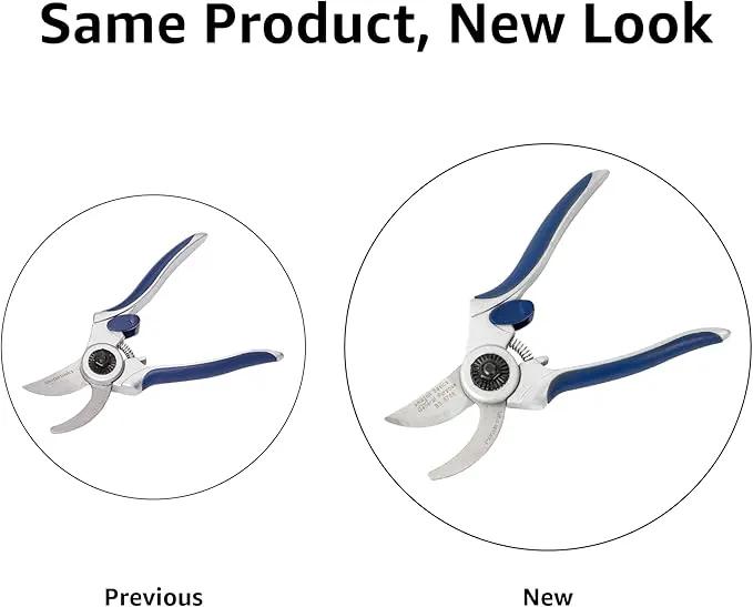 Amazon Basics Professional Hand Pruners, Pruning Shears for gardening, 7-inch Steel Bypass Garden Scissors, Blue by GreenHaven Gardens