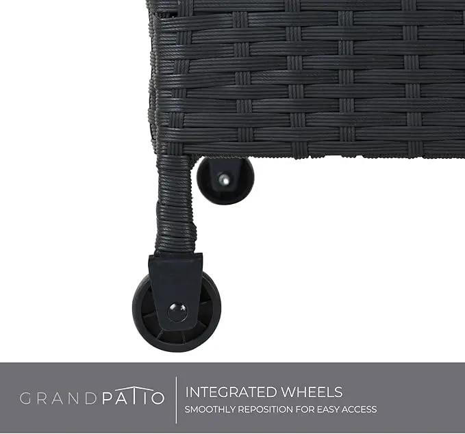 Grand patio 170 Gallon Deck Storage Box Deck Box Outdoor Storage Box Indoor Wicker Storage Bin Patio Storage Box for Patio Furniture Cushions Garden Tools Pool Accessories, Black by GreenHaven Gardens