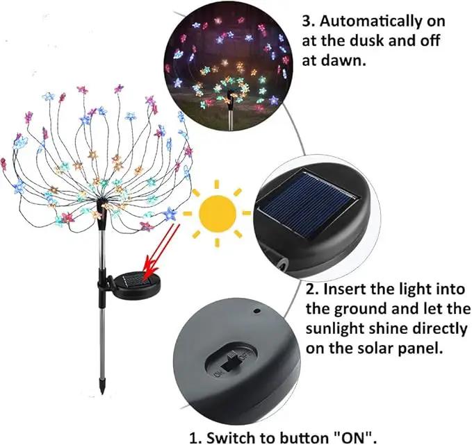 DIY Solar Garden Lights ETL Certified, Solid/Flash Color Changing LED Solar DIY Flowers Stars Lights Outdoor, RockyMars Waterproof Solar Powered Pathway Lights for Path Lawn Walkway Patio Yard, 2 Pack by GreenHaven Gardens