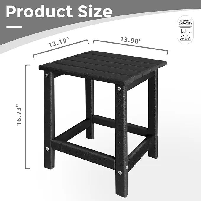 Adirondack Side Table Outdoor, HDPE Small Outdoor Table for Patio,Outside End Table for Porch, Deck, Pool, Weather Resistant/Easy Maintenance/Indoor or Outdoor Use, Back by GreenHaven Gardens