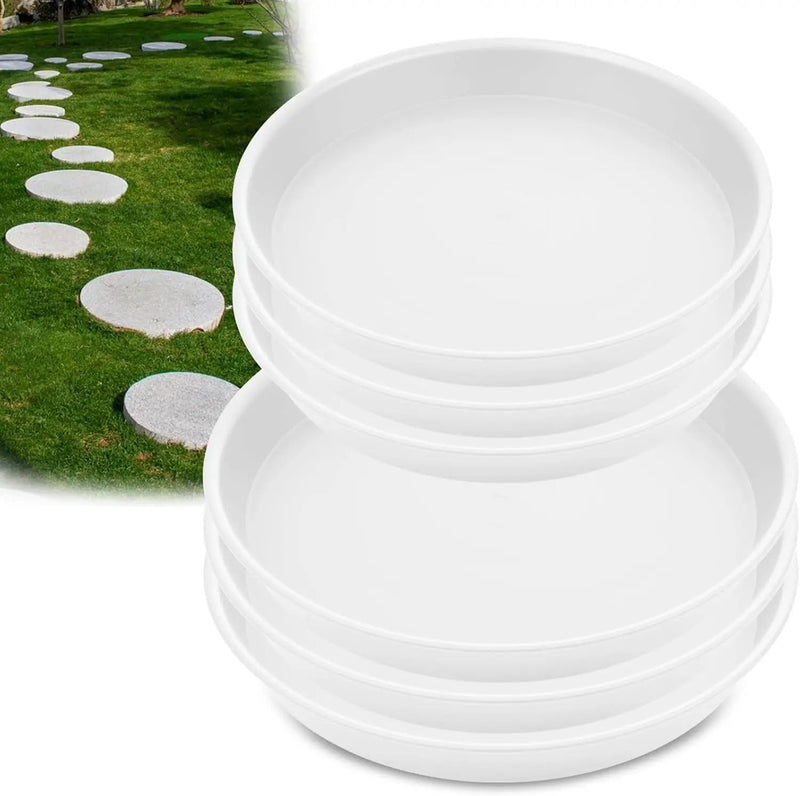 2 Size Round Stepping Stone Molds, 6 Pcs 10''/ 11.2'' Reusable Concrete Mold for Garden Stepping Stones Large Tray for Concrete and Stained Glass for Garden Walk Way White by GreenHaven Gardens