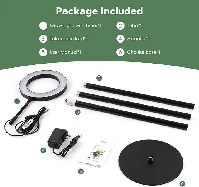 LBW Grow Lights for Indoor Plants Full Spectrum with Stand, Floor Plant Growing Lamp for Large Plants, Auto ON/Off Timer 4/8/12H, 4 Dimmable Levels, 47.2-63 inches Adjustable Height by GreenHaven Gardens