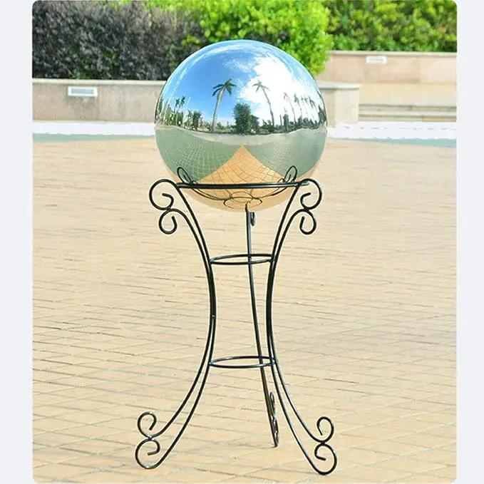 35cm/14inch Diameter Gazing Globe Mirror Ball,Thickness 0.5mm Silver Stainless Steel Polished Reflective Smooth Garden Sphere,Colorful and Shiny Addition to Any Garden or Home by GreenHaven Gardens