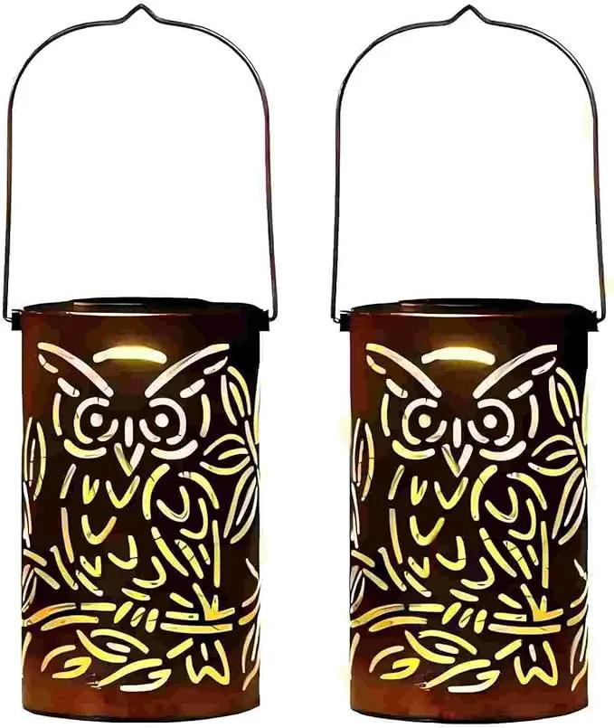 Outdoor Solar Lanterns ,Owls Projection Patterned Outdoor Lanterns with Handles LED Solar Light Outdoor Waterproof Garden Lights for Garden，Yard, Table, Pathway(2 /Bronze) by GreenHaven Gardens