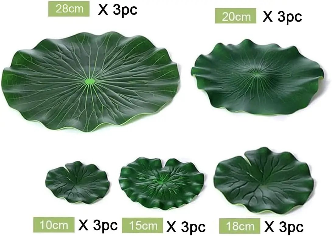 Superdream Artificial Realistic Lily Pads Floating Scenery Lotus Pods for Pool Decoration Aquarium Fish Pond Water Decorative (15 Pack) by GreenHaven Gardens