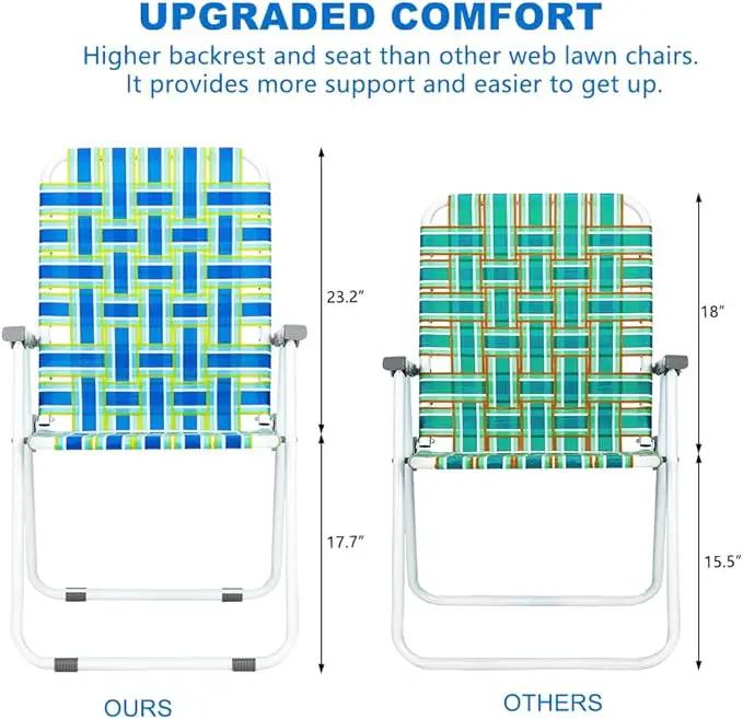 VINGLI Patio Lawn Webbed Folding Chairs Set of 4, Outdoor Beach Chair Portable Dining Chair for ir for Outdoor Yard, Garden(Blue, Classic) by GreenHaven Gardens