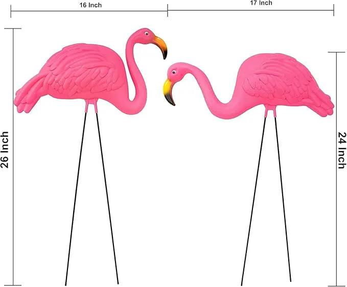 GiftExpress Pink Flamingos Yard Decorations - 4 Pack Extra Large 24" Tall Plastic Flamingo Statue w/Metal Stakes - Lawn Ornaments & Garden Decor for Outdoor Parties by GreenHaven Gardens