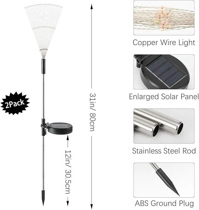Firework Waterproof LED Solar Lights - 120 LED Outdoor warmer starburst garden decor with 8 modes by GreenHaven Gardens