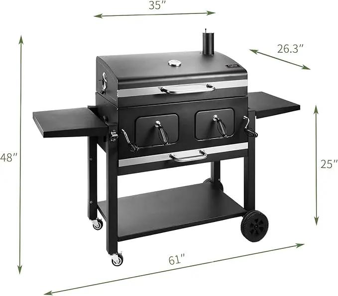 Kenadne Charcoal Grill Outdoor BBQ Grill, Extra Large Cooking Area 794 Square Inches with Two Individual & Adjustable Charcoal Tray, Foldable Side Tables for Outdoor Cooking grill Backyard by GreenHaven Gardens