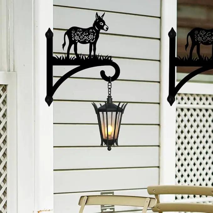 peacoblue Iron Plant Hangers Hooks for Outdoor Indoor Hanging Plants Flower Fern Pots Lantern Bird Feeder Wind Chime,12"x15.7" Weather Resistant Metal Wall Holder for Porch Garden Farmhouse(Donkey) by GreenHaven Gardens