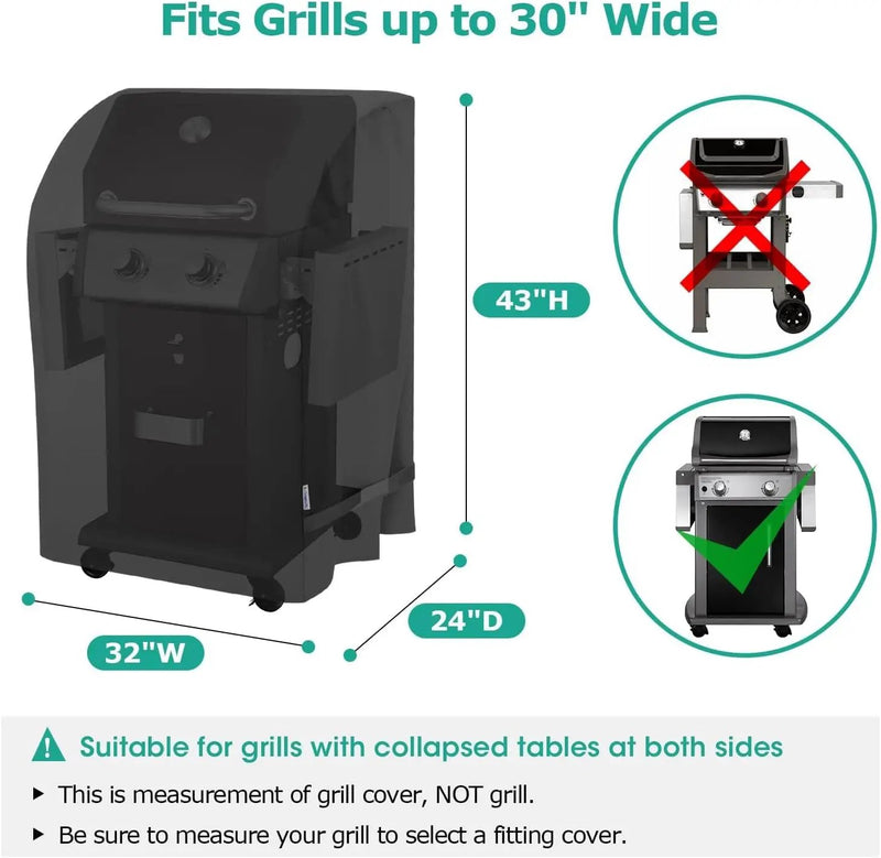 SunPatio 2 Burner Gas Grill Cover 32 inch, Heavy Duty Waterproof Small BBQ Grilling Cover, Compatible for Weber Char-Broil Nexgrill and More Grills with Collapsed Side Tables, All Weather Protection by GreenHaven Gardens