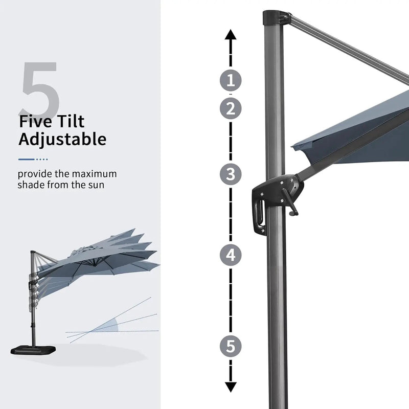 PURPLE LEAF 11 Feet Patio Umbrella Outdoor Cantilever Round Umbrella Aluminum Offset Umbrella with 360-degree Rotation for Garden Deck Pool Patio Light Grey by GreenHaven Gardens