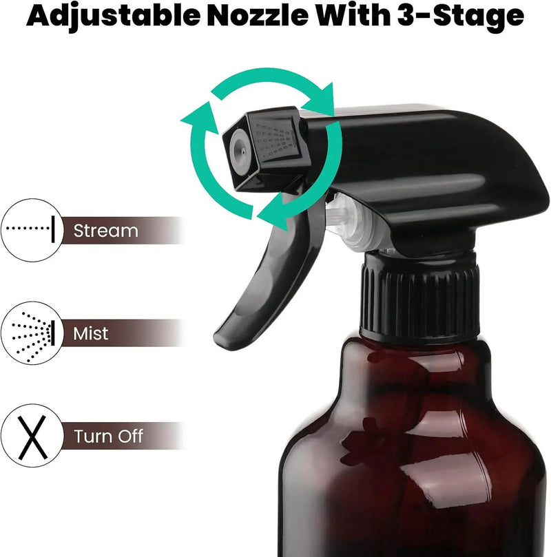 Glass Amber Spray Bottles with Silicone Sleeve, 2 Pack 16.9oz Refillable Containers with Adjustable Spray Nozzles, Empty Spray Bottle for Cleaning Solutions, Hair, Plants, Essential Oils (Black+Green) by GreenHaven Gardens