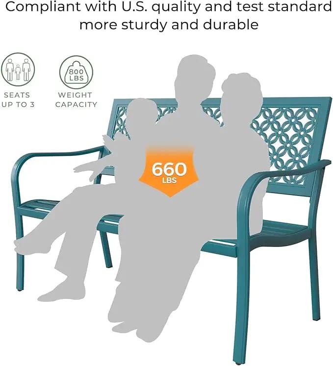 Grand patio 50" Outdoor Bench Garden Bench with Armrests Bench for Outdoors Lawn Yard Porch Lake Shore by GreenHaven Gardens