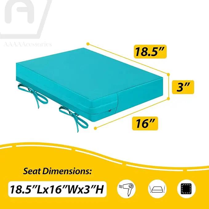 AAAAAcessories Outdoor Seat Cushions for Chairs, Waterproof, Fade-Resistant Patio Furniture Replacement Cushions, 18.5" x 16" x 3", Set of 4, Turquoise by GreenHaven Gardens