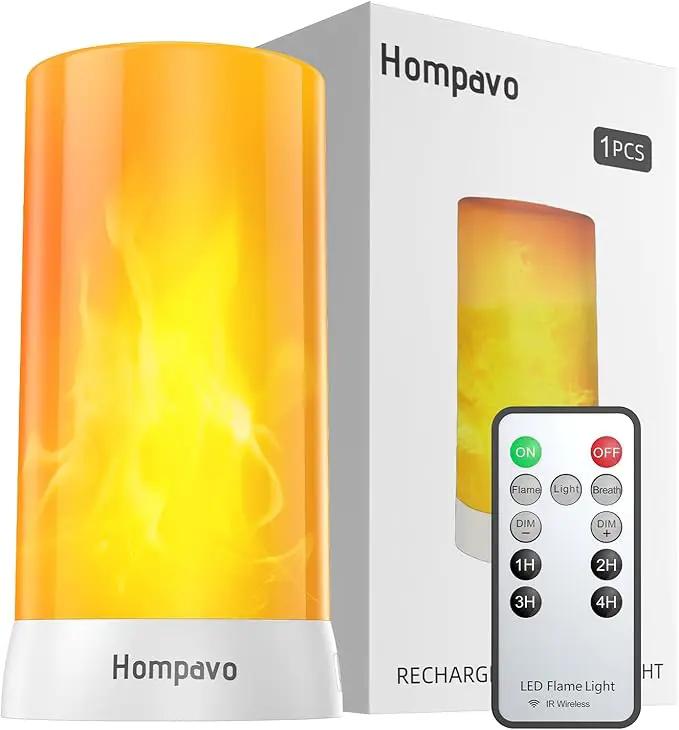 Hompavo 【Upgraded】 LED Flame Lights with Remote & Timer, 4-Mode Rechargeable Battery Operated Flameless Candles, Pillar Flickering Lantern for Living Room Bathroom Patio Wedding Halloween Home Decor by GreenHaven Gardens