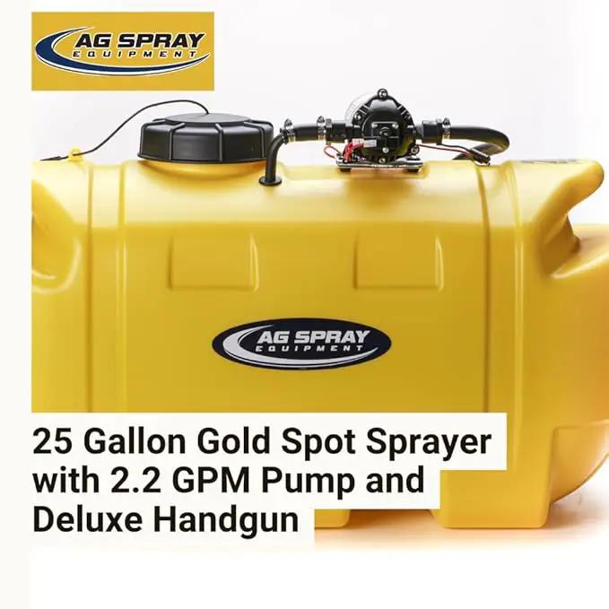 25-Gallon Gold Spot Sprayer – 12V Pump, Deluxe Handgun, 2.2 GPM, 100 PSI, Heavy-Duty Tank, Adjustable Spray Pattern & 15 Ft Hose by GreenHaven Gardens