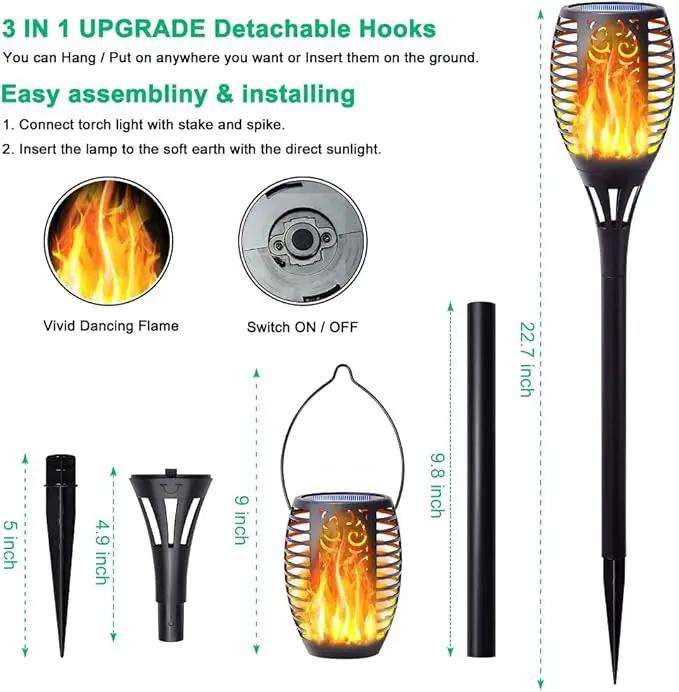 8Pack Solar Torch Light with Flickering Flame, Upgraded 3in1 Solar Lights Outdoor Hanging Lantern, Waterproof Landscape Decoration Lighting for Garden Yard Pathway Driveway, Auto On/Off by GreenHaven Gardens