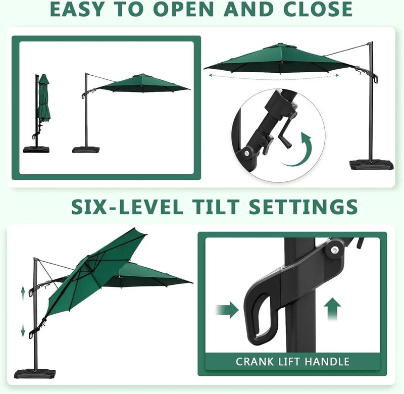 Abba Patio 10FT Vienna Offset Patio Umbrella Outdoor Cantilever Umbrella with 360° Rotation Design and Easy Tilt Adjustment UV 50+ Protection 8 Ribs for Backyard Garden Deck Pool Patio, Dark Green by GreenHaven Gardens
