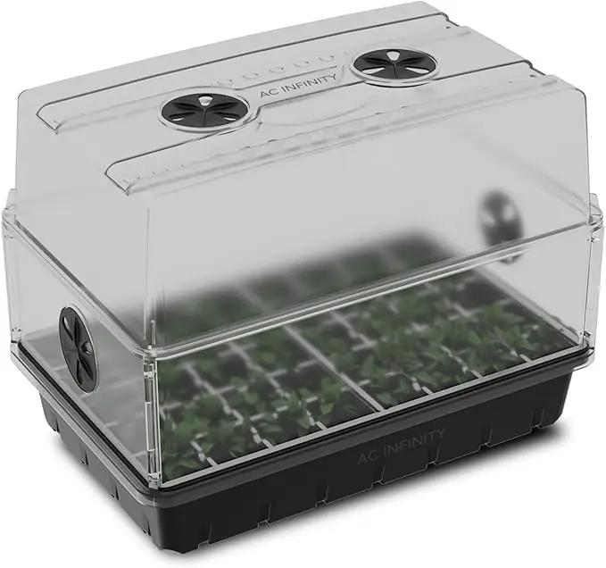 AC Infinity Humidity Dome, Germination Kit with Sturdy Drip Tray, 5x8 Cell Seedling Tray, and Vented Height Extension Panels, for Seed Starting, Propagation, Cloning Plants by GreenHaven Gardens