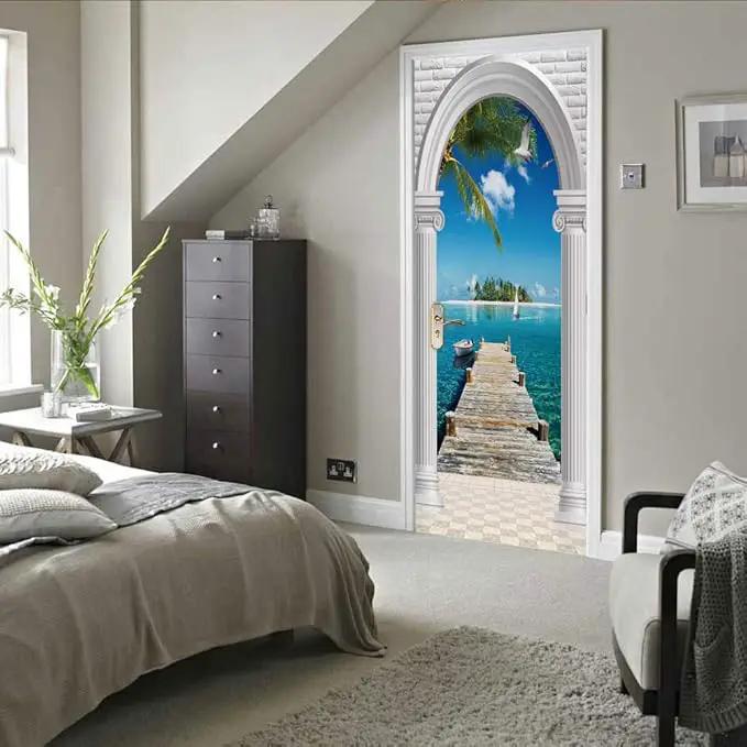 3D Landscape Door Stickers Murals Peel and Stick - Wallpaper Self-Adhesive Decals Removable PVC Waterproof Poster for Bedroom Living Room Decoration 31.5" x 78.7" by GreenHaven Gardens