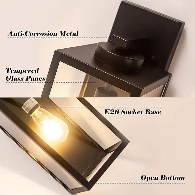 16-inch Large Outdoor Wall Light Fixture, Black Exterior Wall Lantern Waterproof, Farmhouse Porch Sconce Lighting With Glass, Modern Wall-Mounted Outside Lights for House, Garage, Patio Lamp, 2 Packs by GreenHaven Gardens