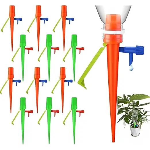 Upgrade Plant Self Watering Spikes Devices, Automatic Watering System with Slow Release Control Valve Switch, Plant Drip Irrigation System for Outdoor & Indoor Plants (12 PCS, Green+Orange) by GreenHaven Gardens