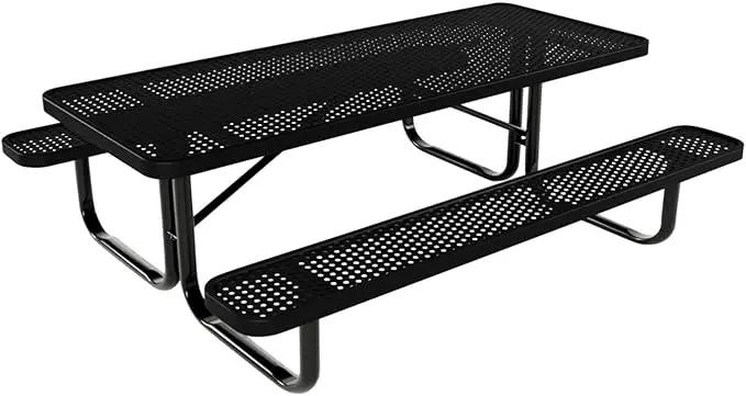 Coated Outdoor Furniture Heavy-Duty Portable Outdoor Kids Table, Punched Steel Kids Picnic Table, Commercial-Grade Picnic Table, Made in America (6ft Rectangular, Childrens, Textured Black) by GreenHaven Gardens