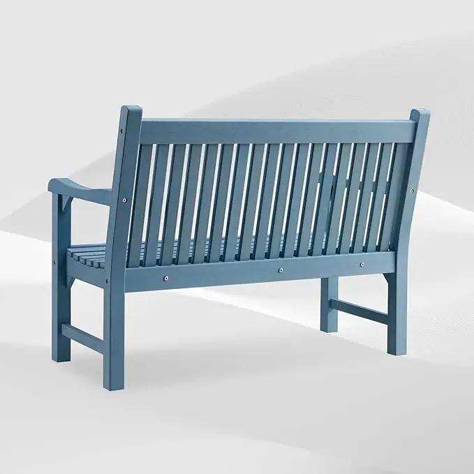 Psilvam Garden Bench, 2-Person Poly Lumber Patio Bench, All-Weather Outdoor Bench That Never Rot and Fade, Memorial Bench, Suit for Garden, Porch and Park(Blue) by GreenHaven Gardens