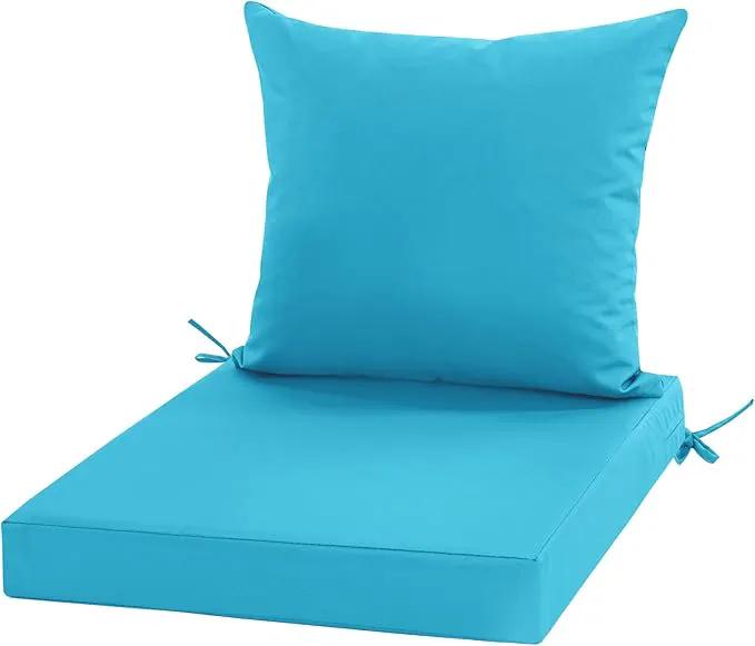 Outdoor Chair Cushions, Waterproof Outdoor Cushions for Patio Furniture w/Fade-Resistant, Removable & Machine-Washable Covers, 19x19 Inch, Ideal for Seat in Gardens/Porch – Set of 1/2/4, Teal by GreenHaven Gardens