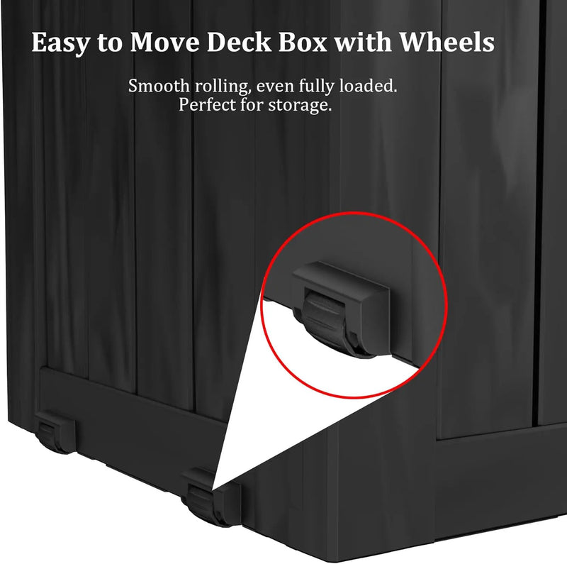75 Gallon Waterproof Large Resin Deck Box Indoor/Outdoor Lockable Storage Container and Seating for Garden, Pool, and Patio (75 Gallon, Black) by GreenHaven Gardens