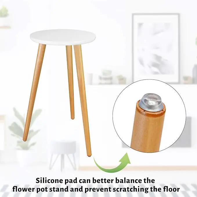 Uneedem Indoor Plant Stand - Mid Century Wooden Plant Table, Tall Holder for Flower Pots, Small Round End Table (A3-White, High: 20.5") by GreenHaven Gardens