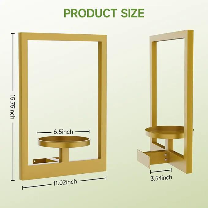 Picture Frame Wall Plant Holder, Metal Window Plant Shelves Plant Holder for Indoor Plants, Hanging Wall Planters Wall-Mounted Plant for Home, Office, and Garden (Gold, 3PCS) by GreenHaven Gardens