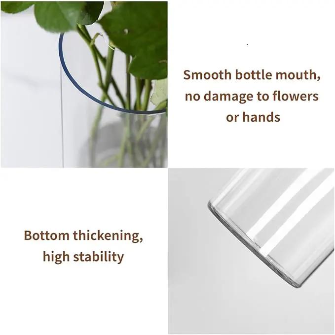 Clear Flower Vase, Non-breakable Vases, 4" W x 16" H, Acrylic Vase, Aesthetic Room Decor Cylindrical Modern Flower Vases for Table Centerpiece, Home Decor, Women Floral Arrangement Gift by GreenHaven Gardens